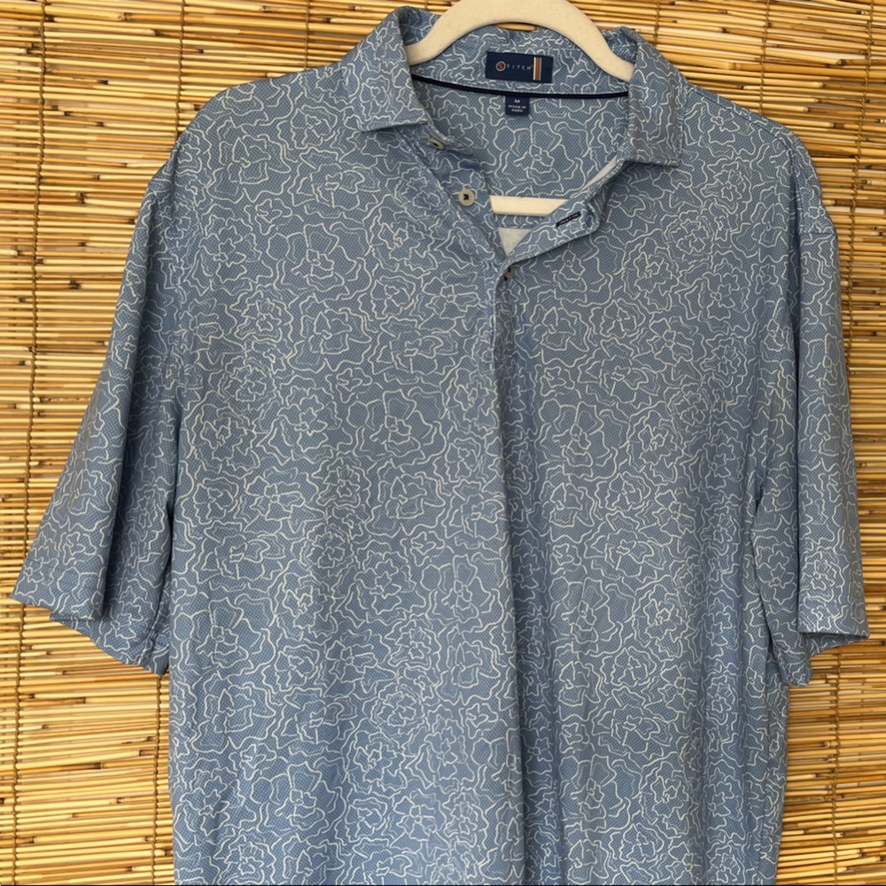 Stitch Blue Patterned Golf Polo Shirt